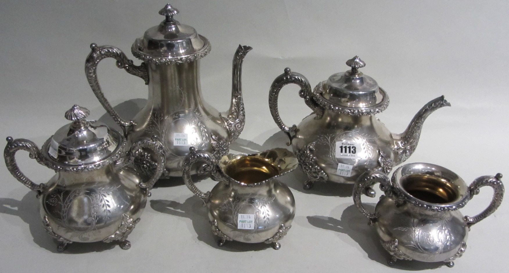 Appraisal: A plated five piece tea and coffee set comprising a