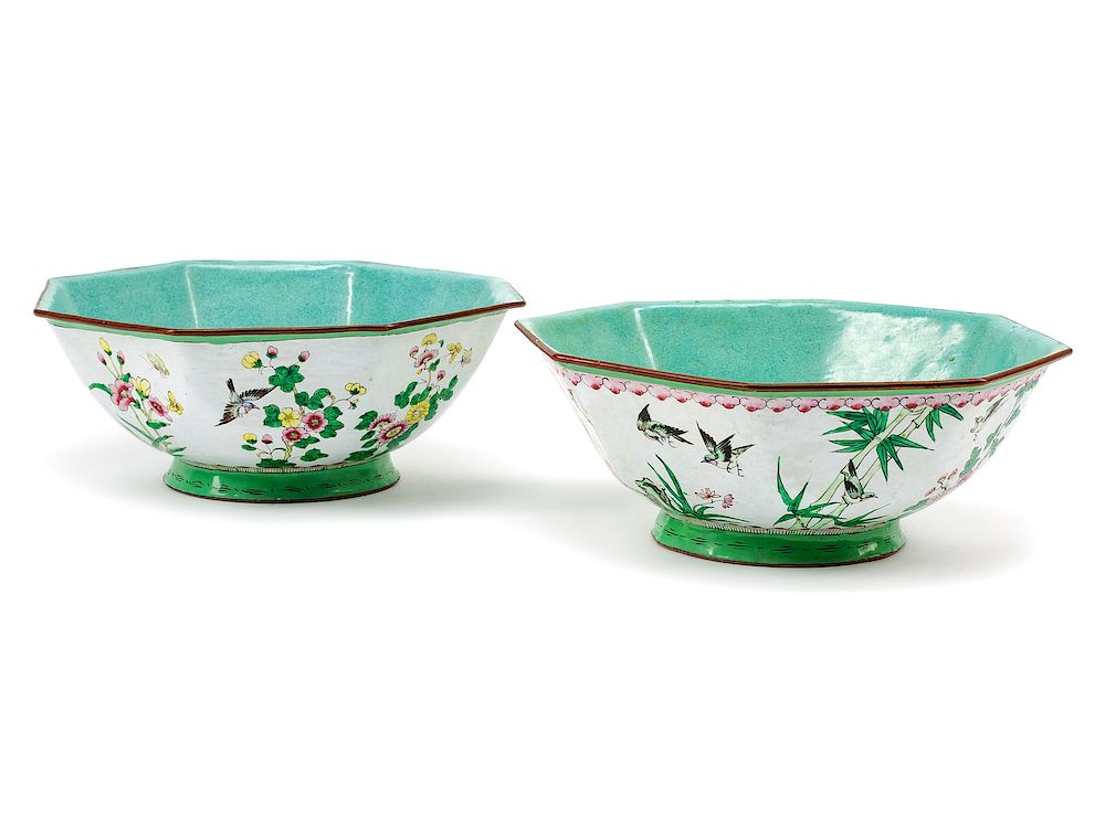 Appraisal: A Pair of Chinese Export Cloisonn Bowls A Pair of