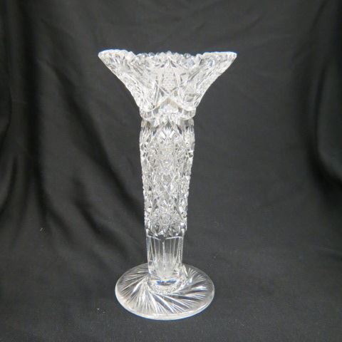 Appraisal: Cut Glass Vase brilliant period unusual bugle shape pinwheel hobstar