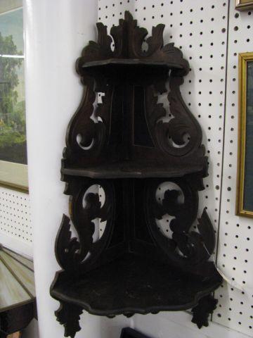 Appraisal: Carved Eastlake Victorian Corner Shelf walnut