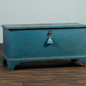 Appraisal: A Country Blue Painted Poplar Blanket Chest Circa appears to