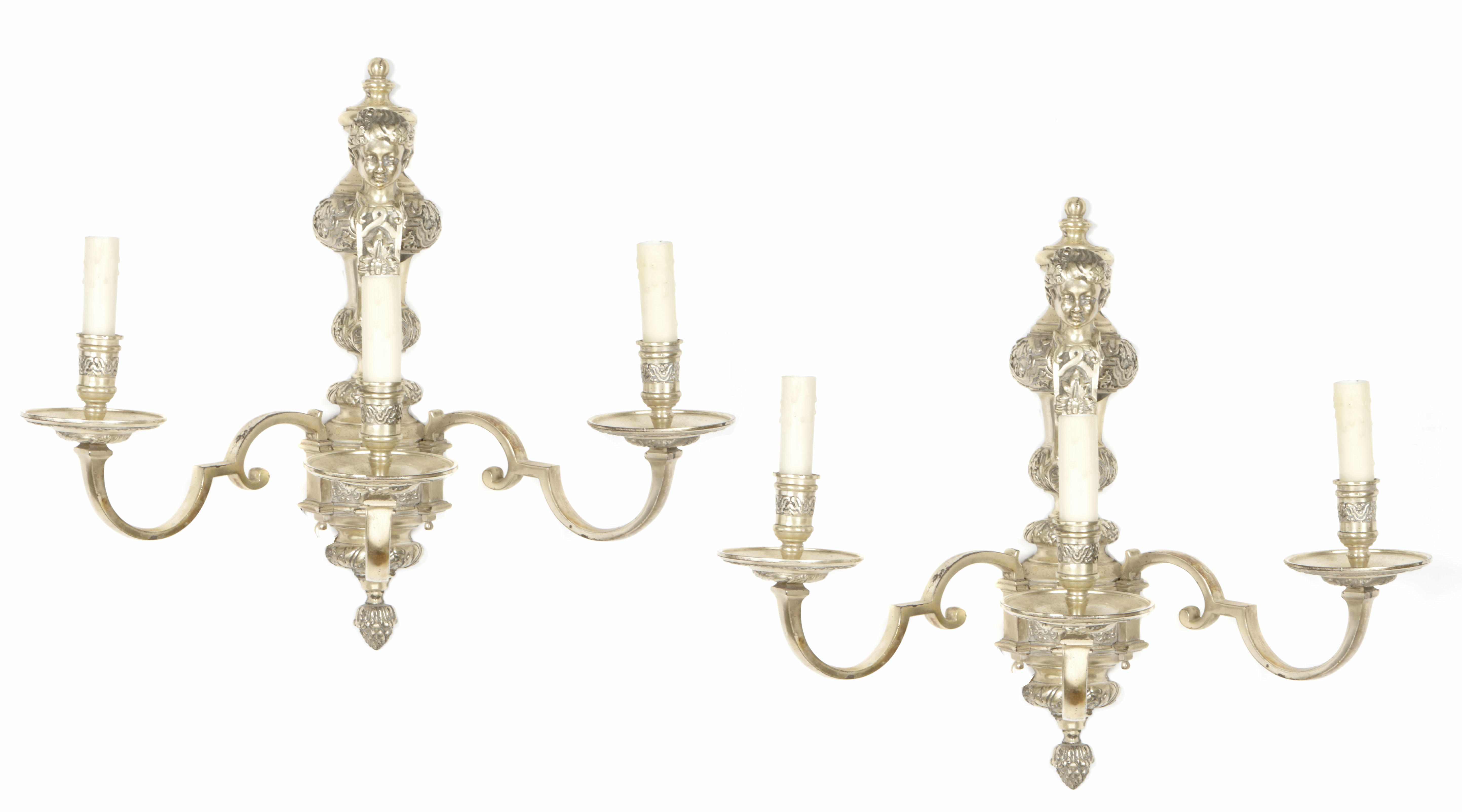 Appraisal: A set of three Renaissance Revival metal plated three light