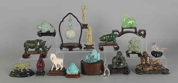 Appraisal: Collection of Chinese carved stone and composition figures