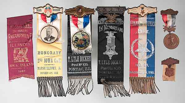 Appraisal: Civil War - Veterans Midwestern GAR Ribbons Lot of including