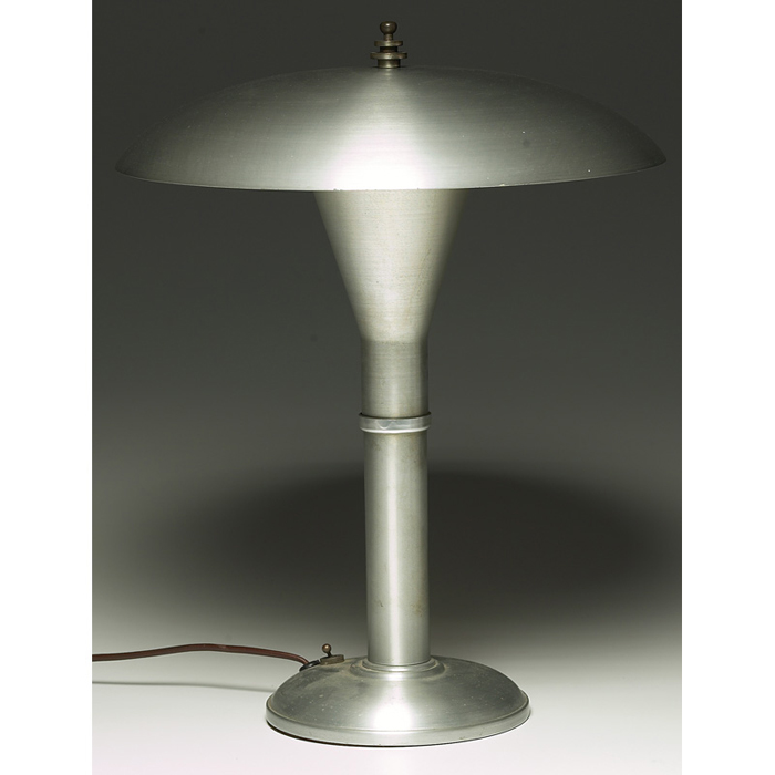 Appraisal: Moon Crest lamp s modern shape in brushed aluminum steel