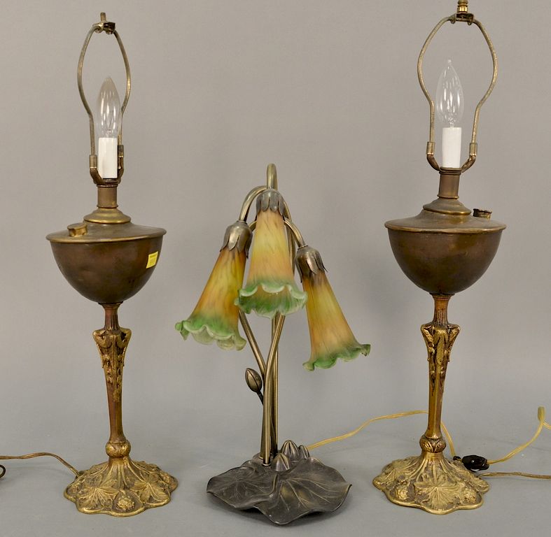 Appraisal: Seven table lamps to include bouillotte style lamp with tole