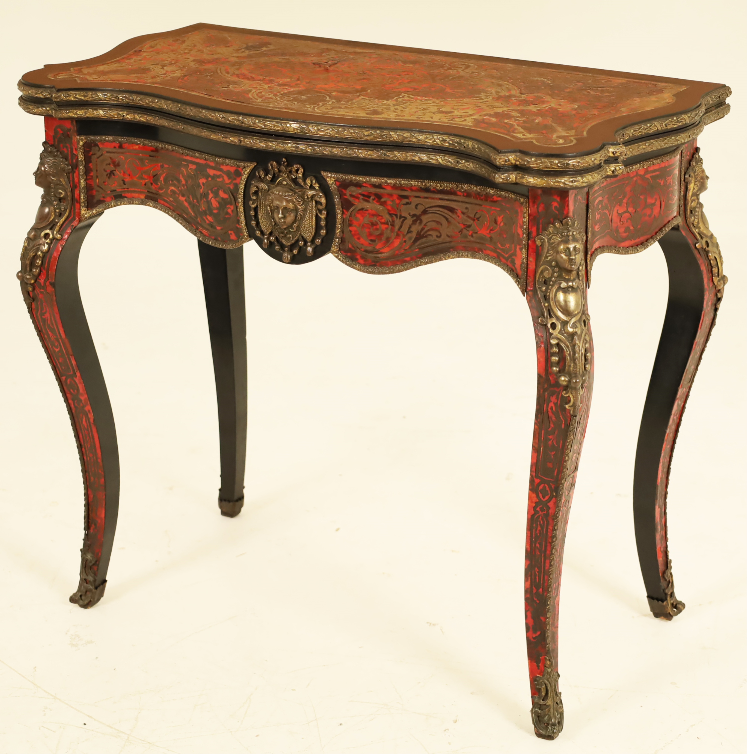 Appraisal: TH C LOUIS XV STYLE BOULLE GAMES TABLE Fine Louis