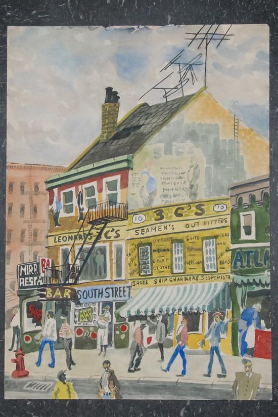 Appraisal: Emilio Schanchez watercolor on paper South Street pencil signed -