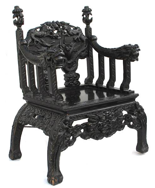 Appraisal: A Chinese carved chair height in width in depth in