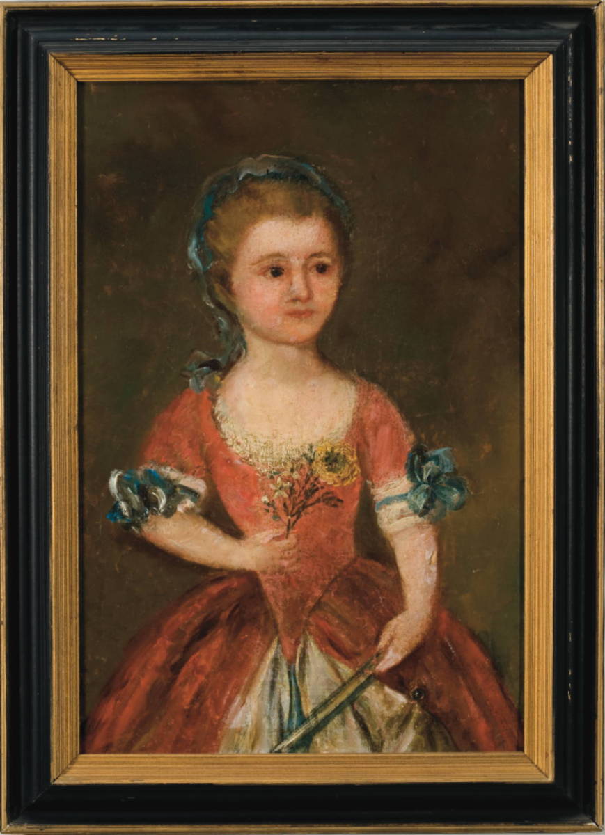 Appraisal: PORTRAIT OF A GIRL IN CORAL PINK DRESS HOLDING A