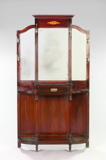 Appraisal: English Art Deco Stained Mahogany Hall Tree early th century