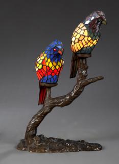 Appraisal: Unusual Leaded Glass Parrot Table Lamp late th c the