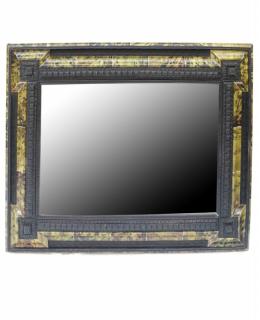 Appraisal: Dutch Beveled Mirror With Carved Wood Dutch beveled mirror carved