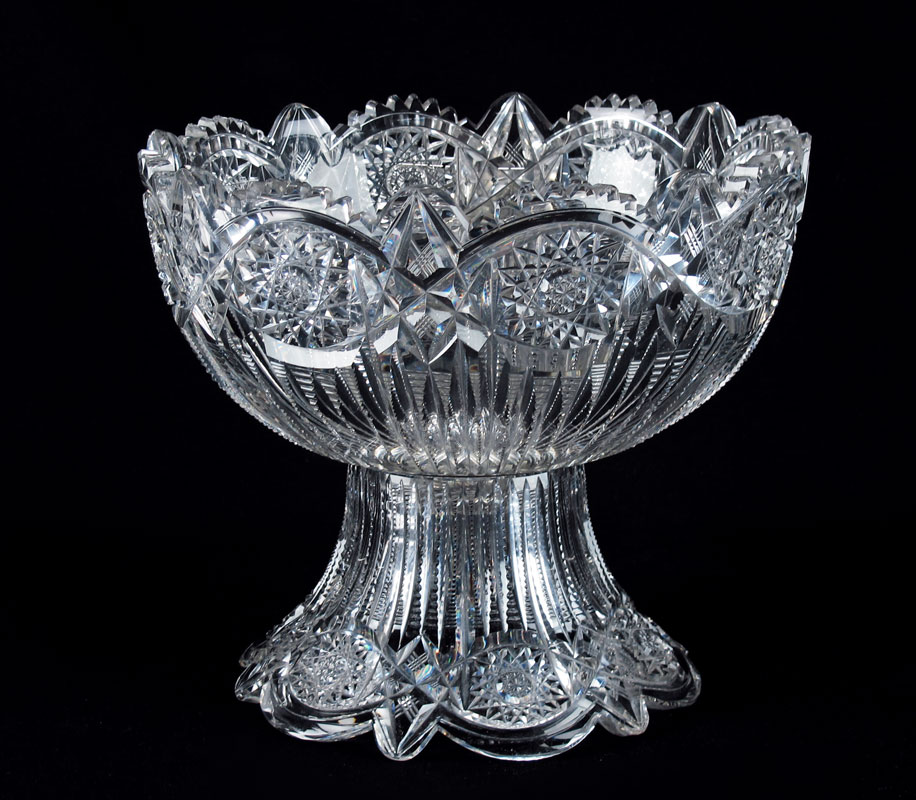 Appraisal: BRILLIANT PERIOD CUT GLASS PUNCH BOWL ON STAND Bowl measures