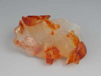 Appraisal: A Chinese Carved Agate Ornament Carved banded agate ornament depict