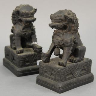 Appraisal: Pair of bronze foo dogs ht in Pair of bronze