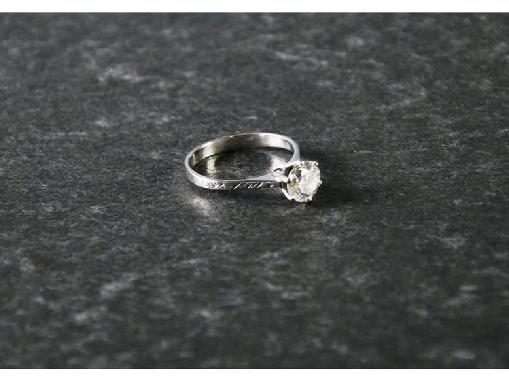 Appraisal: WHITE GOLD RING SET WITH A SOLITAIRE DIAMOND approx ct