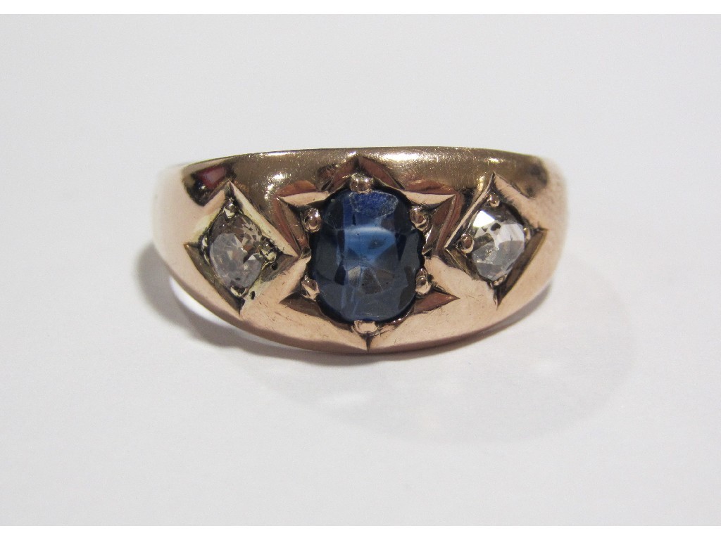 Appraisal: A Victorian ct rose gold sapphire and diamond three stone