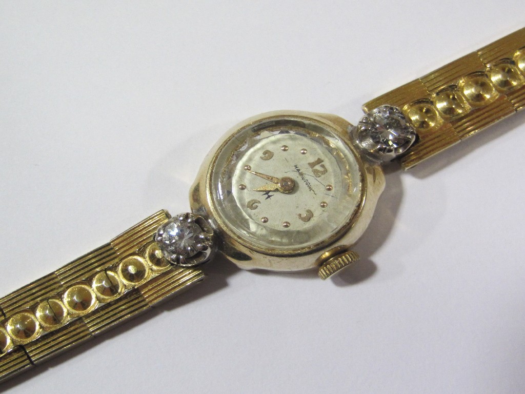 Appraisal: Ladies ct gold Hamilton wrist watch with point brilliant cut