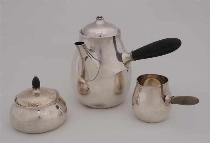 Appraisal: GEORG JENSEN SILVER THREE-PIECE AFTER DINNER COFFEE SERVICE Comprising a