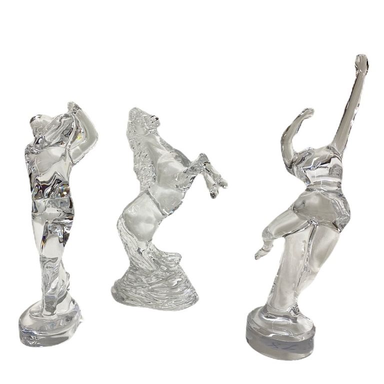 Appraisal: Baccarat Figures Baccarat Dancer Baccarat Golfer Horse Sculpture Possibly Baccarat