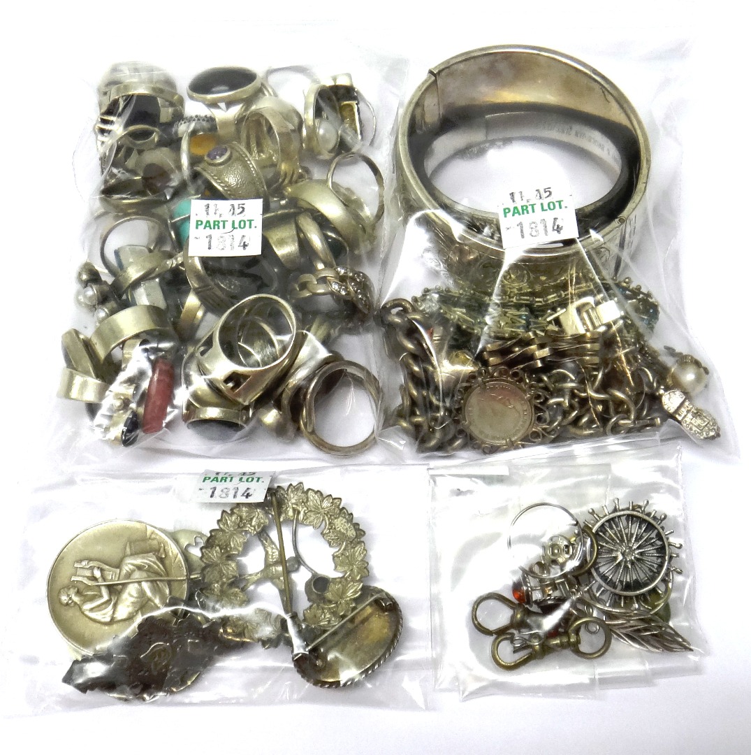 Appraisal: Silver and other jewellery comprising thirty-three rings two bangles two