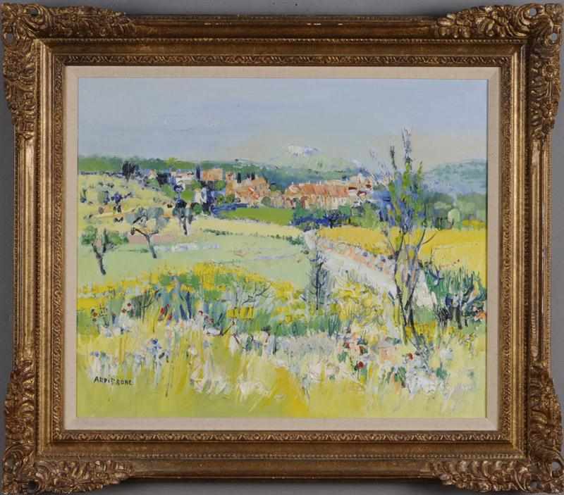 Appraisal: YOLANDE ARDISSONE b VILLAGE SCENE Oil on canvas signed lower