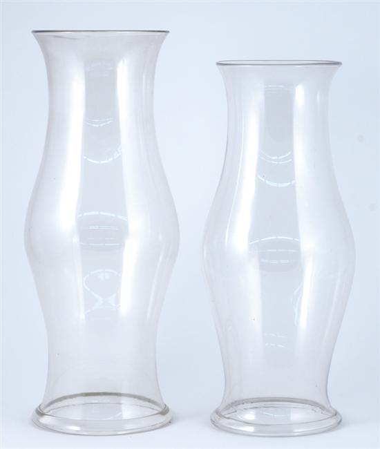 Appraisal: Two blown glass hurricane shades th century baluster form H