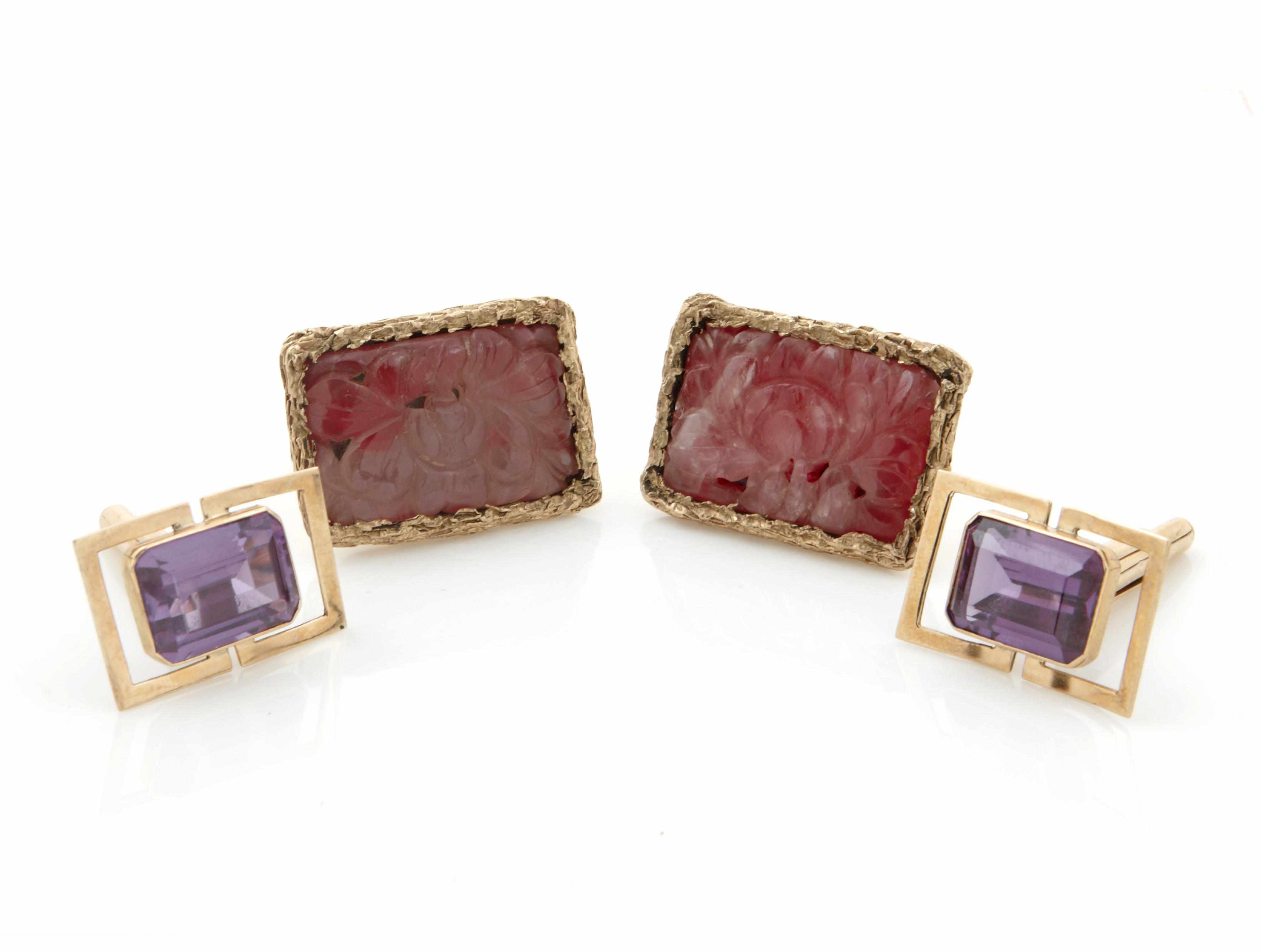 Appraisal: A collection of two pairs of stone and k gold