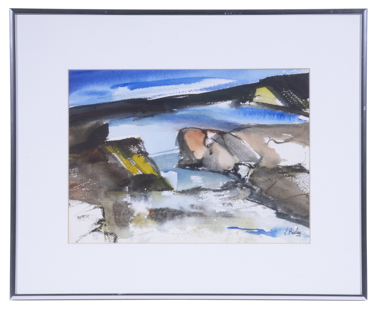 Appraisal: LINA BURLEY ME - Rocky Shore watercolor on paper signed