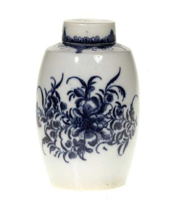 Appraisal: A CAUGHLEY BARREL SHAPED TEA CANISTER AND COVER transfer printed