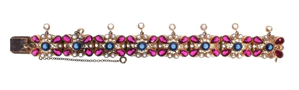 Appraisal: Show stopping Hobe signed bracelet with blue red and white