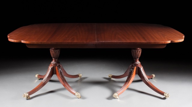 Appraisal: Kindel Federal style double pedestal dining table in the New