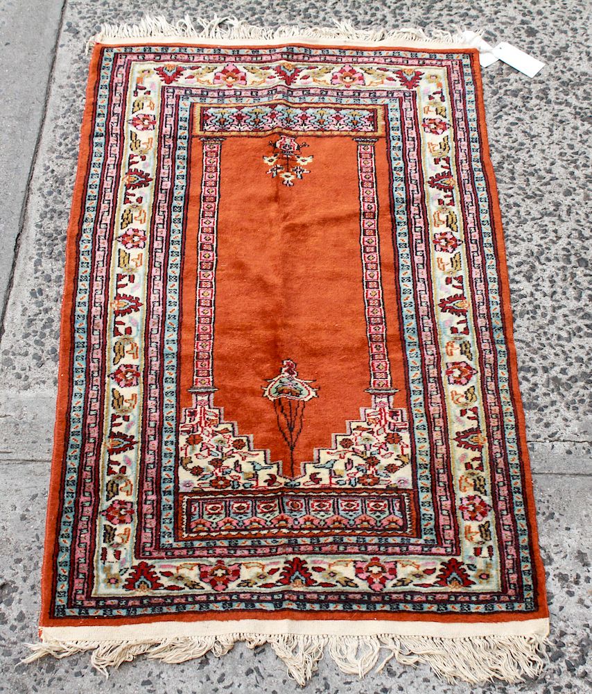 Appraisal: Persian Wool Prayer Rug Flower Vase Motif ' x '