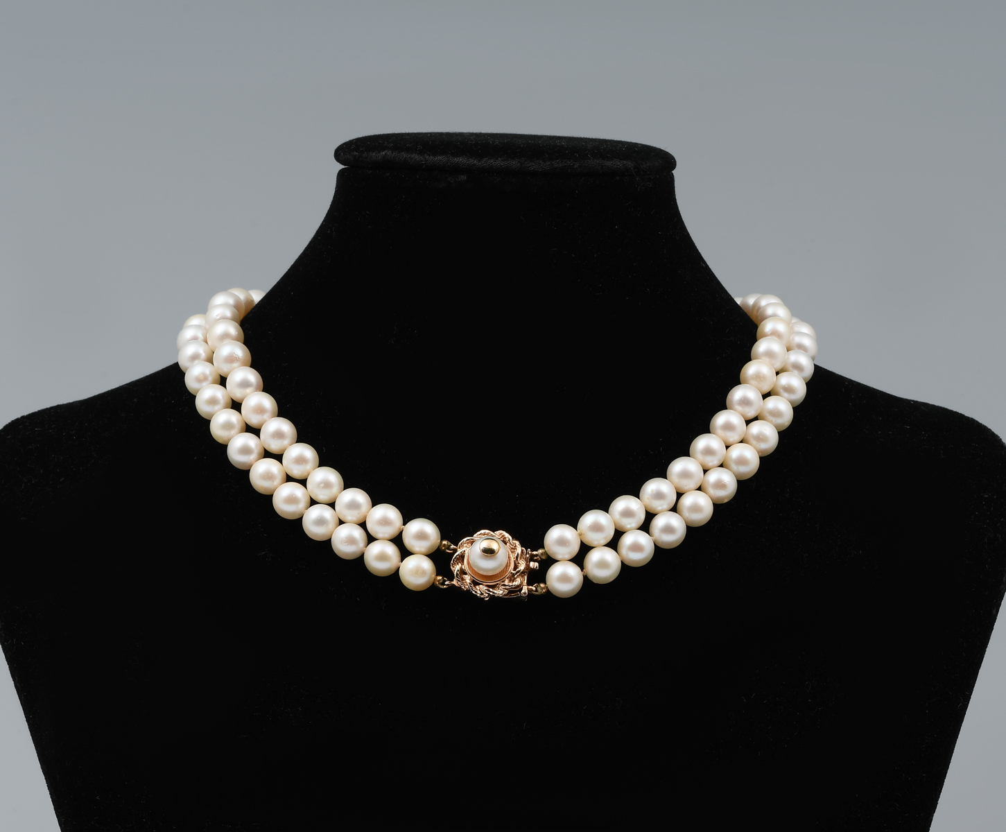 Appraisal: K DOUBLE STRAND CULTURED PEARL NECKLACE saltwater cultured pearls approximate