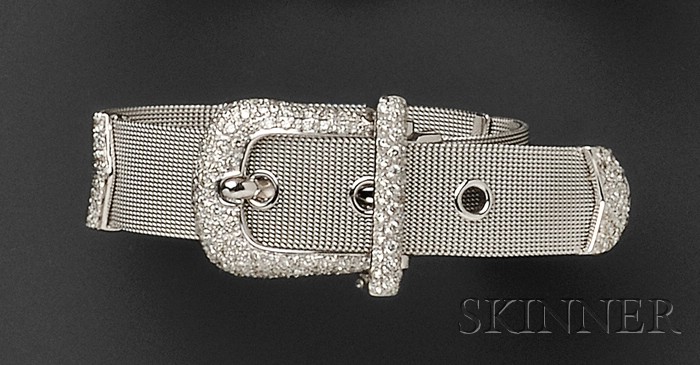 Appraisal: kt White Gold and Diamond Buckle Bracelet composed of a