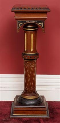 Appraisal: AMERICAN NEO-GREC PART-EBONIZED AND GILT-INCISED WALNUT PEDESTAL The square molded