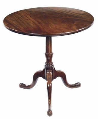 Appraisal: A mahogany tripod table the circular snap-top above a turned