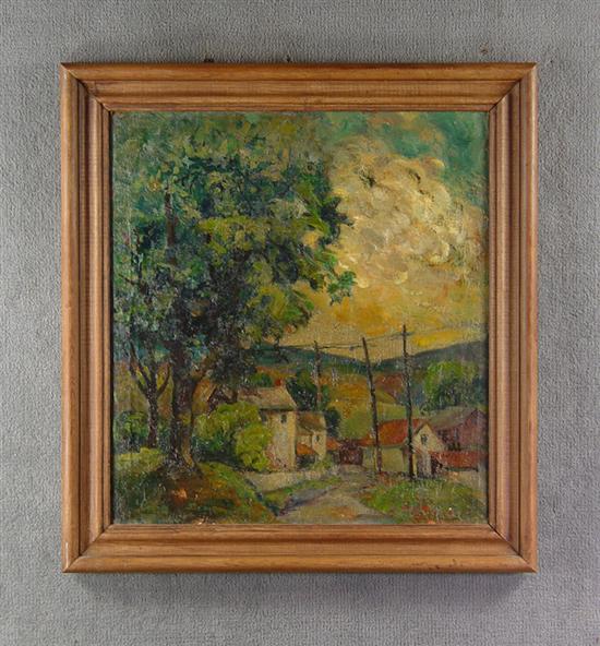 Appraisal: Morgan Georgia Weston - Oil on canvas titled The Village