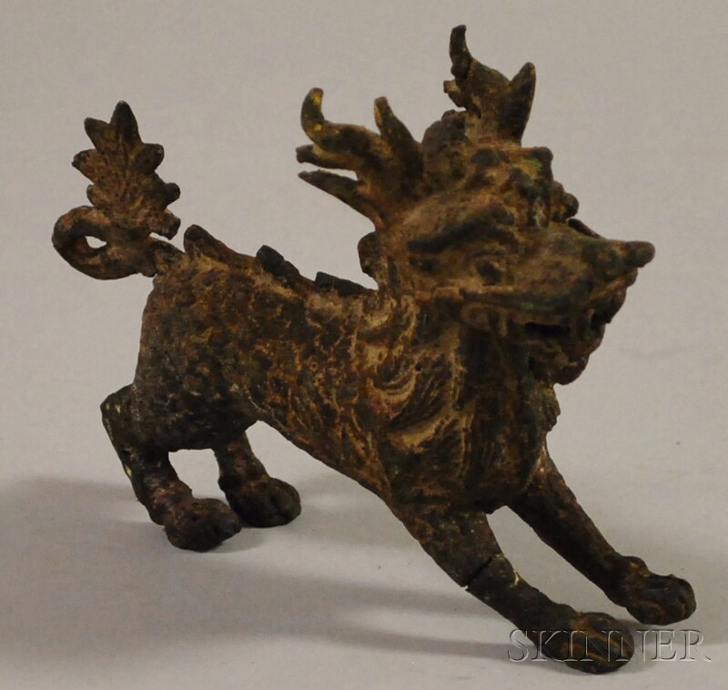 Appraisal: Chinese Archaic-style Cast Iron Mythical Figure lg in