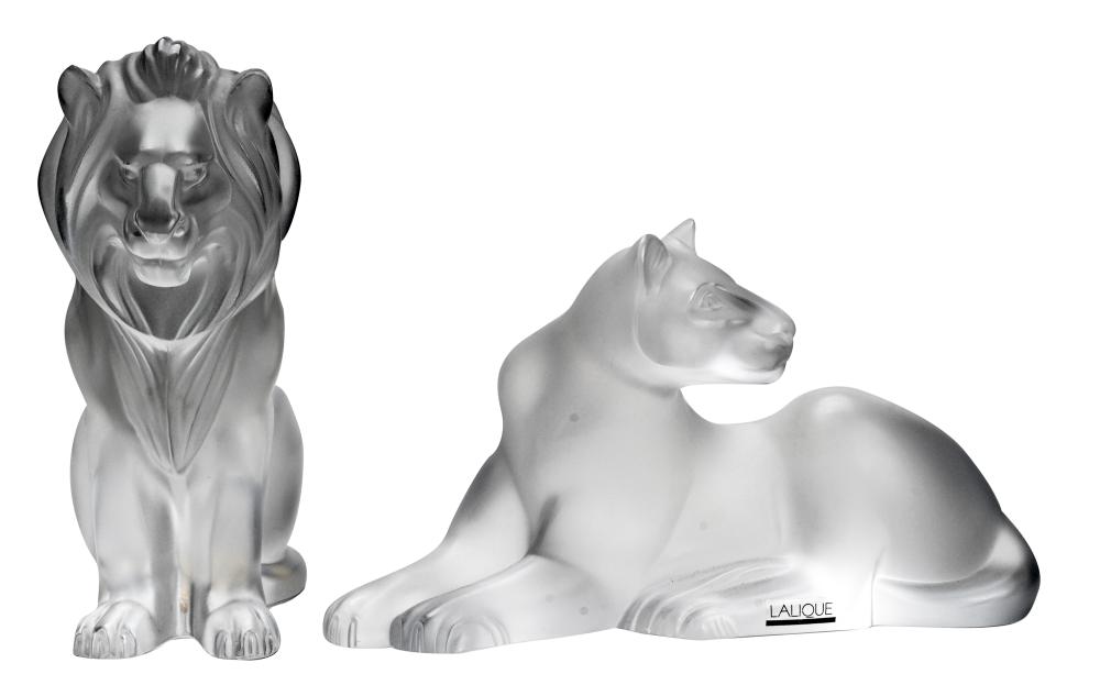 Appraisal: TWO LALIQUE LIONSCondition felt pads and minor surface scratches to