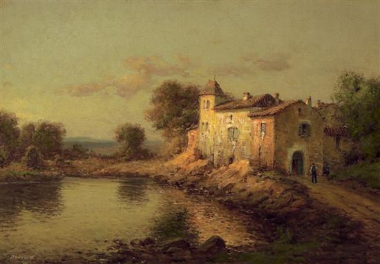 Appraisal: ANTOINE BOUVARD French - House by a River oil on