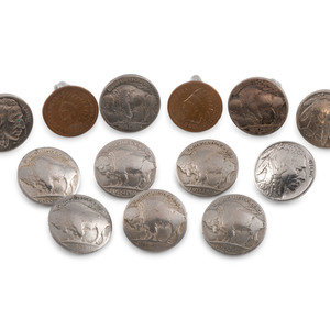 Appraisal: Southwestern-style Coin Button Covers AND Cuff Links second half th