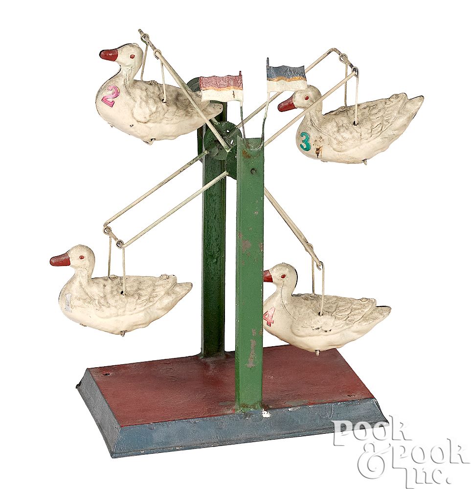 Appraisal: Duck Ferris wheel steam toy accessory Painted and embossed tin