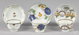 Appraisal: Three English pearlware cups and saucers th c