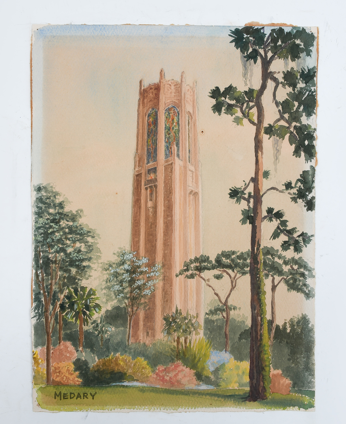 Appraisal: MEDARY Amy - German ''Bok Tower'' Watercolor '' x ''