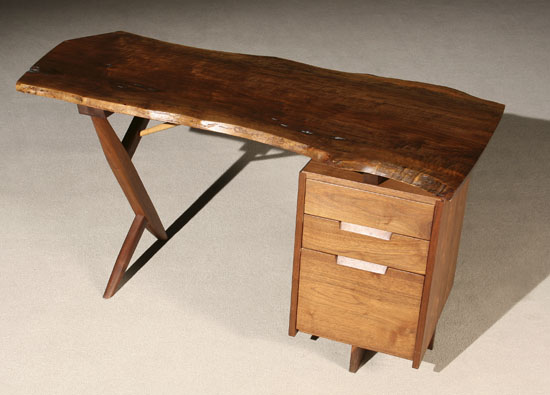 Appraisal: George Nakashima Walnut 'Conoid' Desk Circa - Having a free-edge