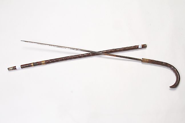 Appraisal: Crook Sword Cane Ca - A twigspur sword cane with