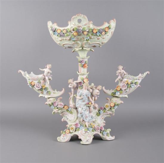 Appraisal: A Continental Porcelain Centerpiece Height x width x depth inches