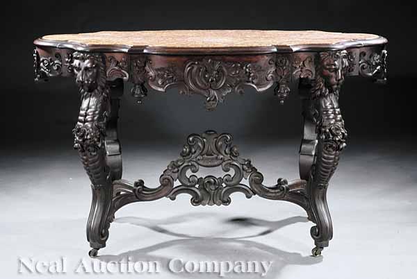 Appraisal: A Fine American Rococo Carved and Laminated Rosewood Center Table